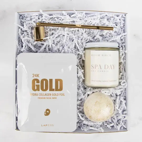 White and Gold Curated Spa Gift Box