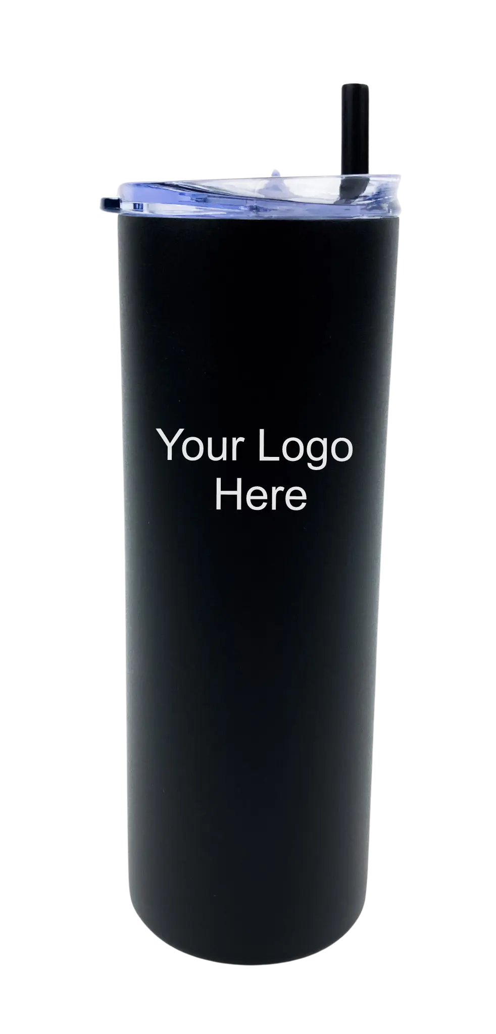 Black Skinny Tumbler with Straw