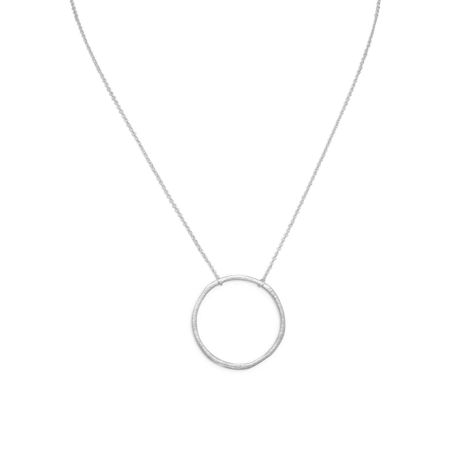 Textured Circle Silver Necklace