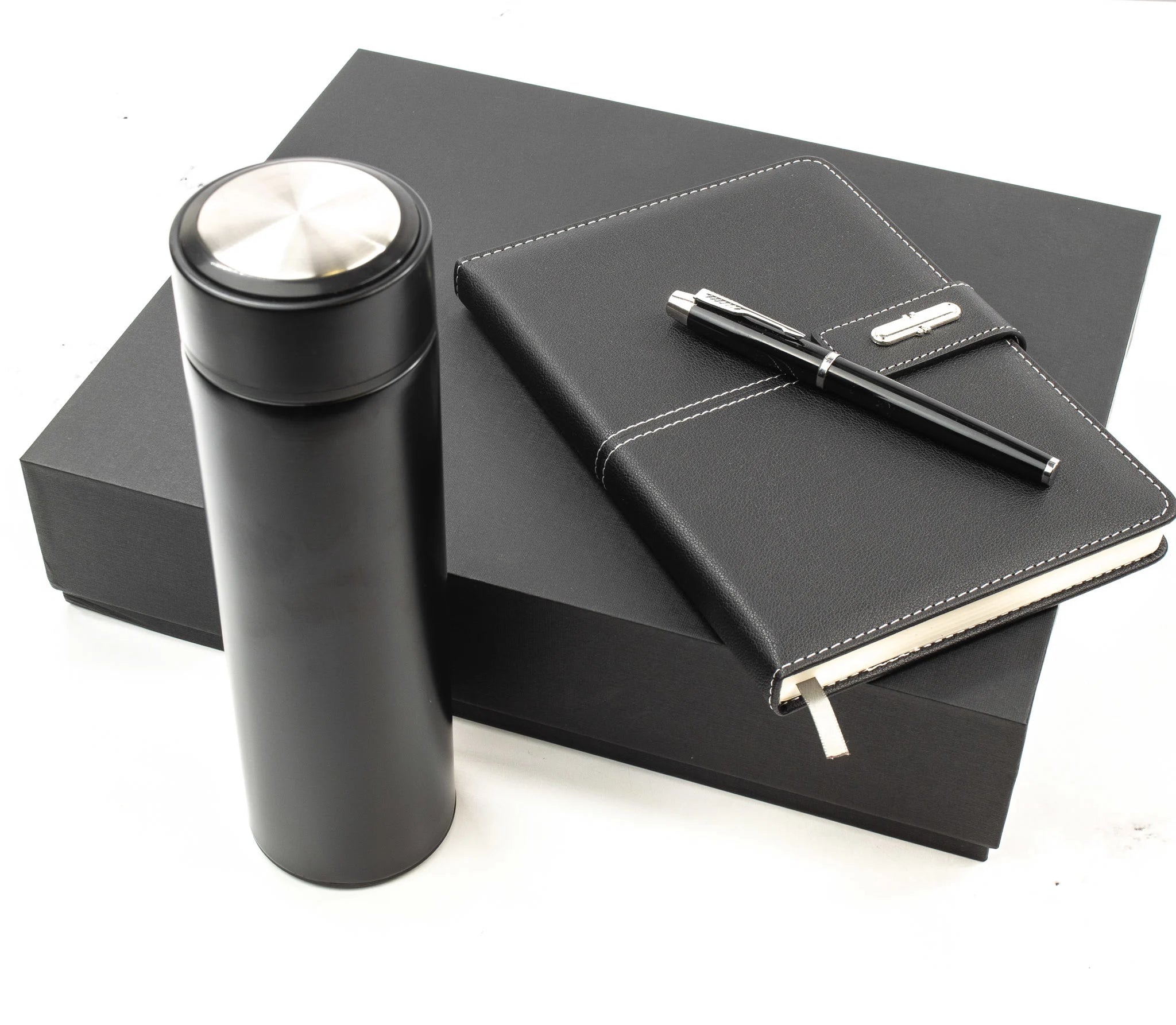 Black Notebook, Pen, & Thermos Gift Set