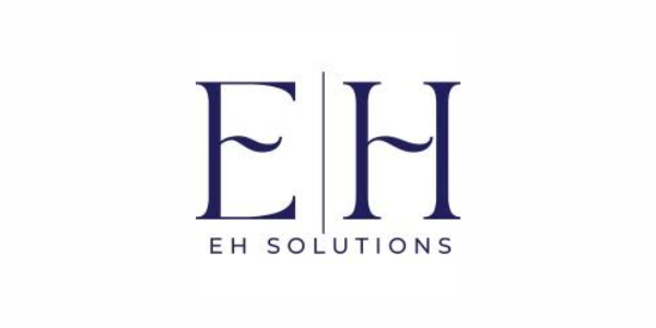 Logo of EH Solutions with 'EH' in a stylized font on a white background