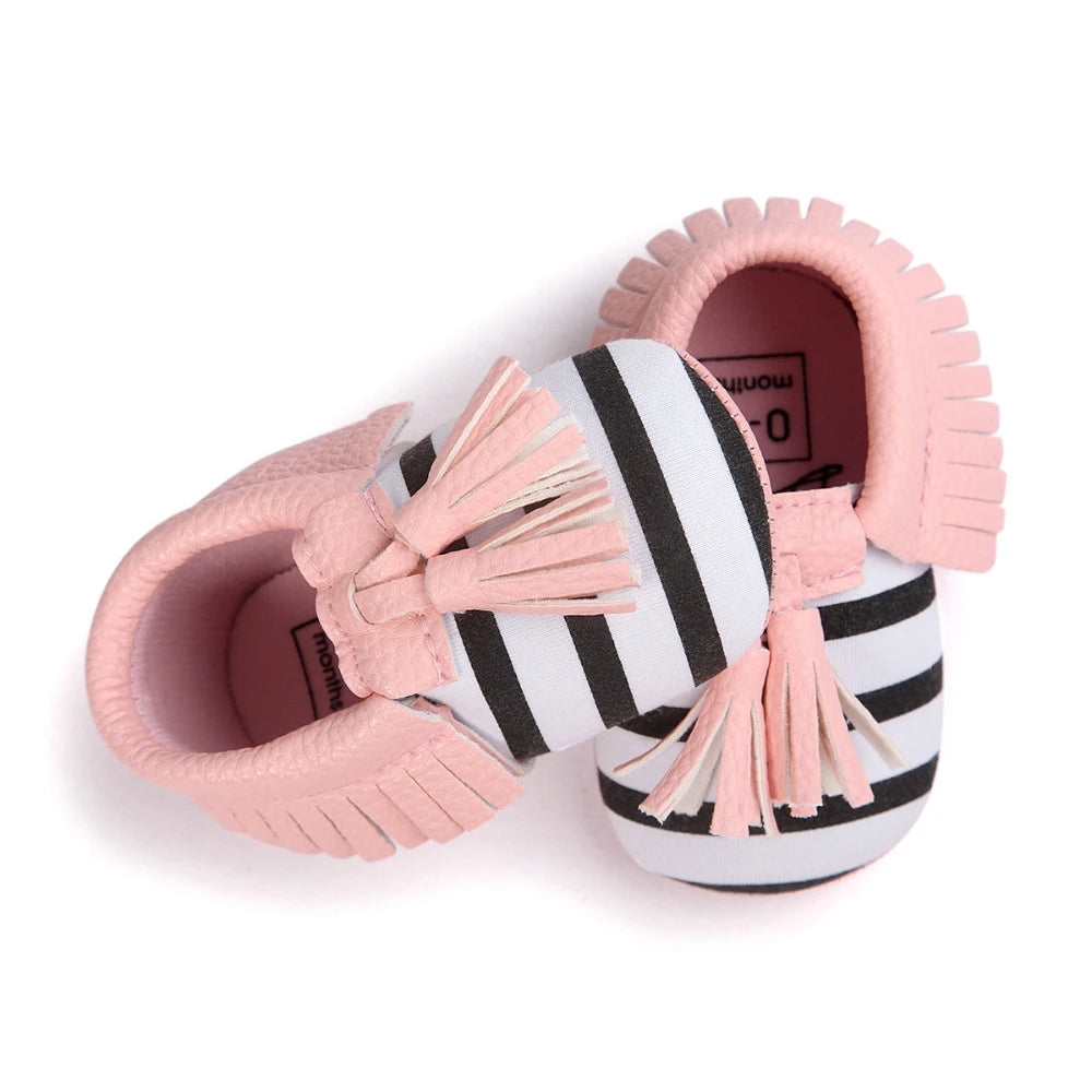 Striped Baby Moccasins