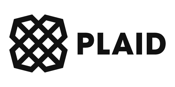 Plaid logo with black geometric design and text on a white background