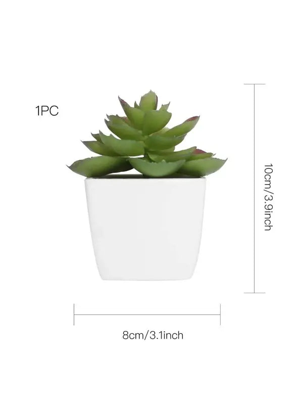 Faux Succulent in White Plastic Pot