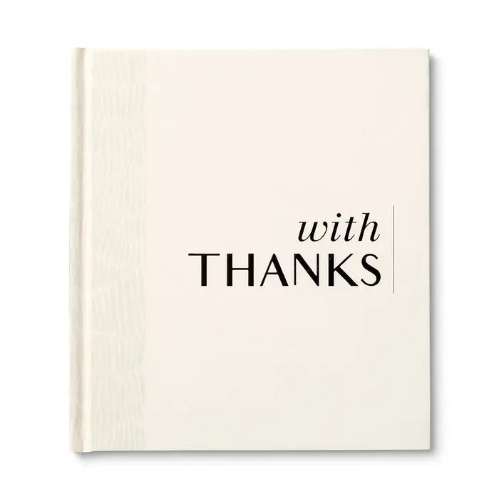 Book with 'with THANKS' text on a white background