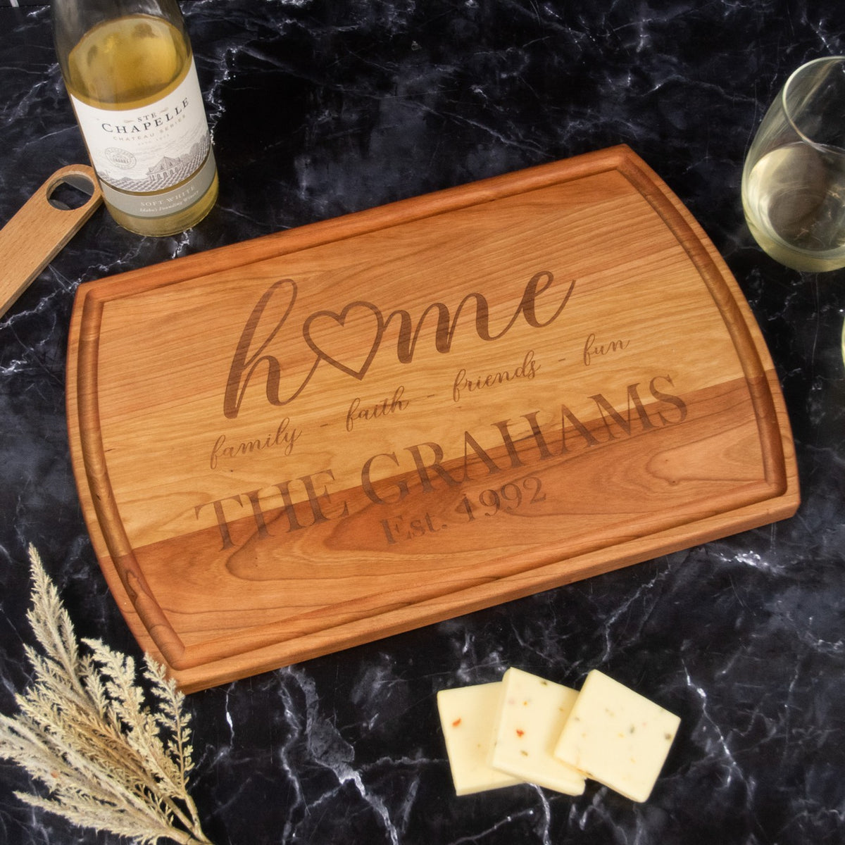 Custom Cutting Board with Your First Name and a Heart — Timeless