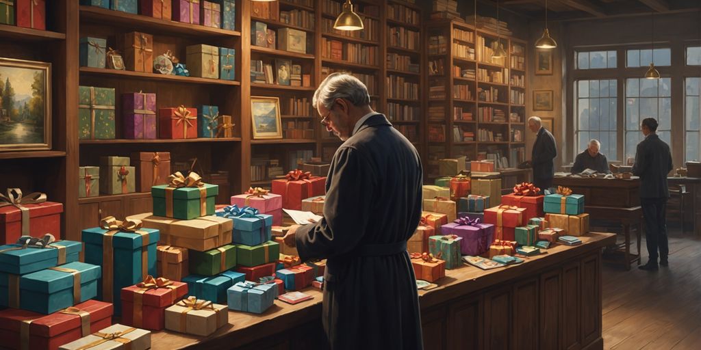 Person selecting a meaningful gift from various choices