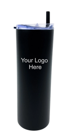 Black Skinny Tumbler with Straw