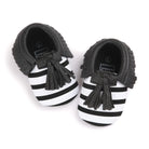 Striped Baby Moccasins Black