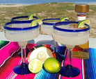 Blue Rimmed Margarita Glasses