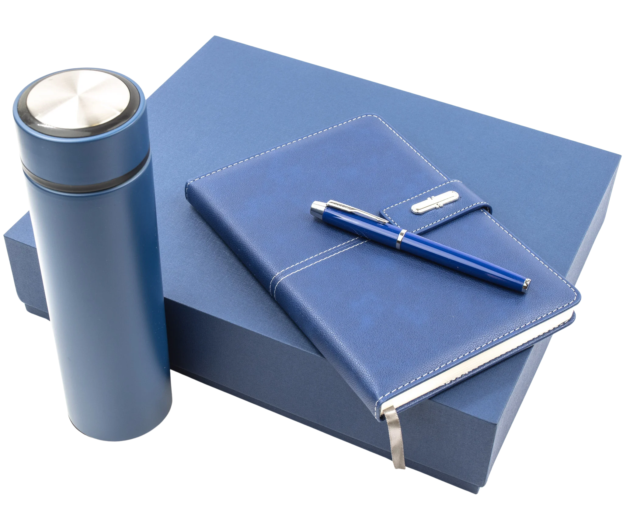 Blue Notebook, Pen & Thermos Gift Set