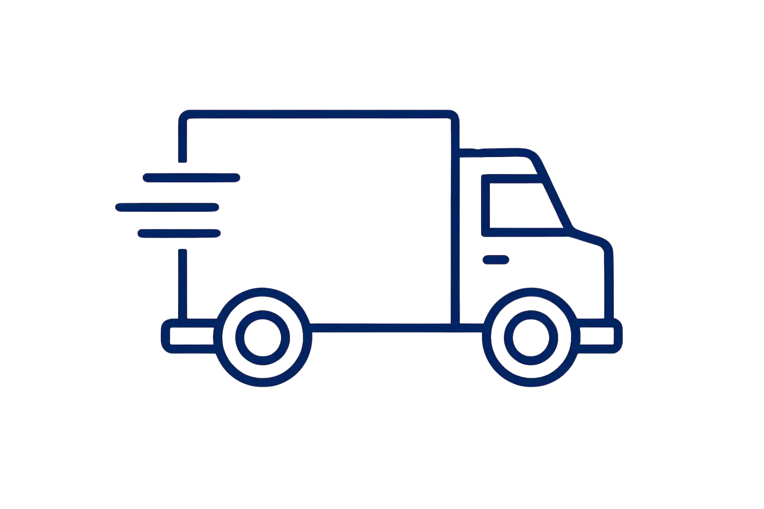 Line drawing of a delivery truck on a white background