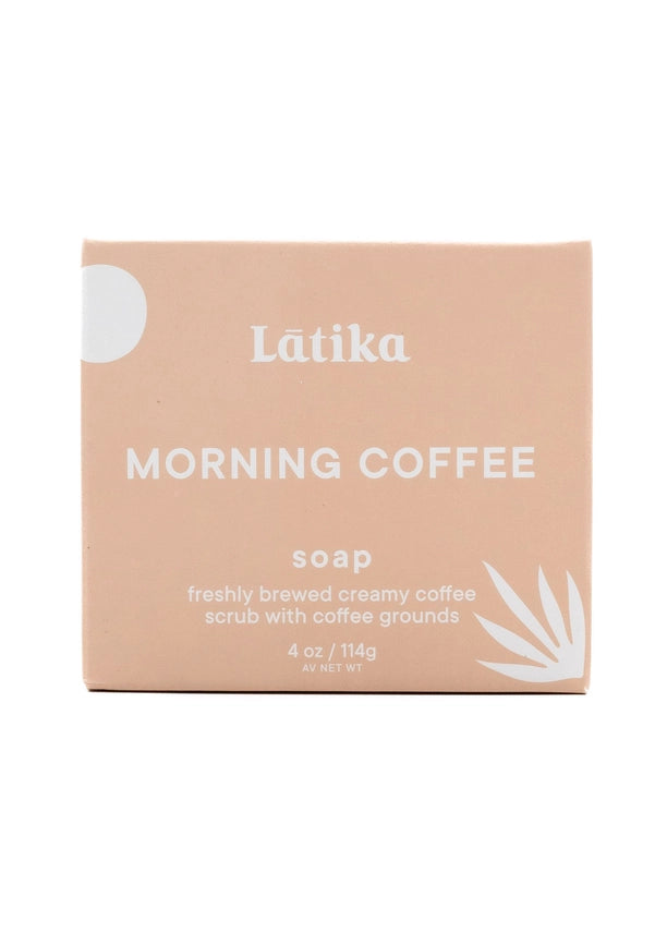 Box of Lätika Morning Coffee soap on a white background