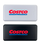 Two Costco power banks, one white and one black, with the Costco logo on a white background.