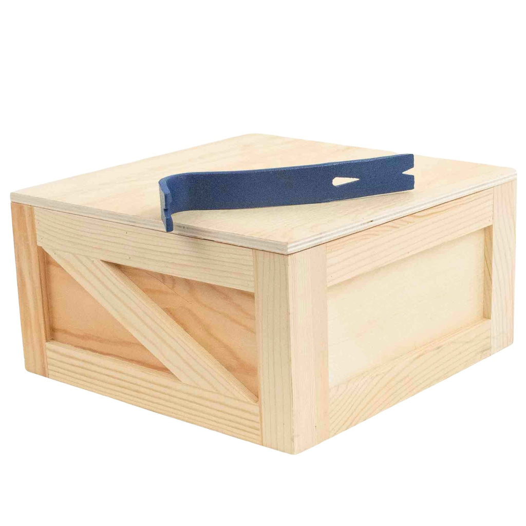 Sealed Wooden Gift Crate with Prybar