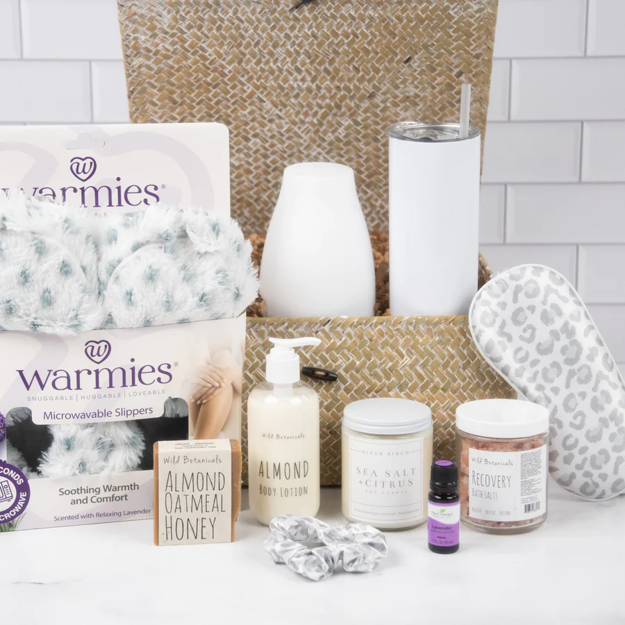New Mom Gifts for Women - Mom Est. 2023 Spa Gifts Basket for Women w/ 12 oz  White Tumbler - Mothers Day Gifts Self Care Kit Relaxing Gifts for New Mom  after