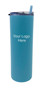 Blue Skinny Tumbler with Straw