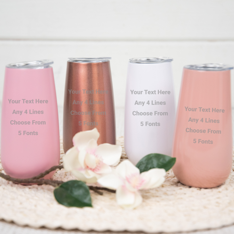 Champagne Tumblers with Custom Text