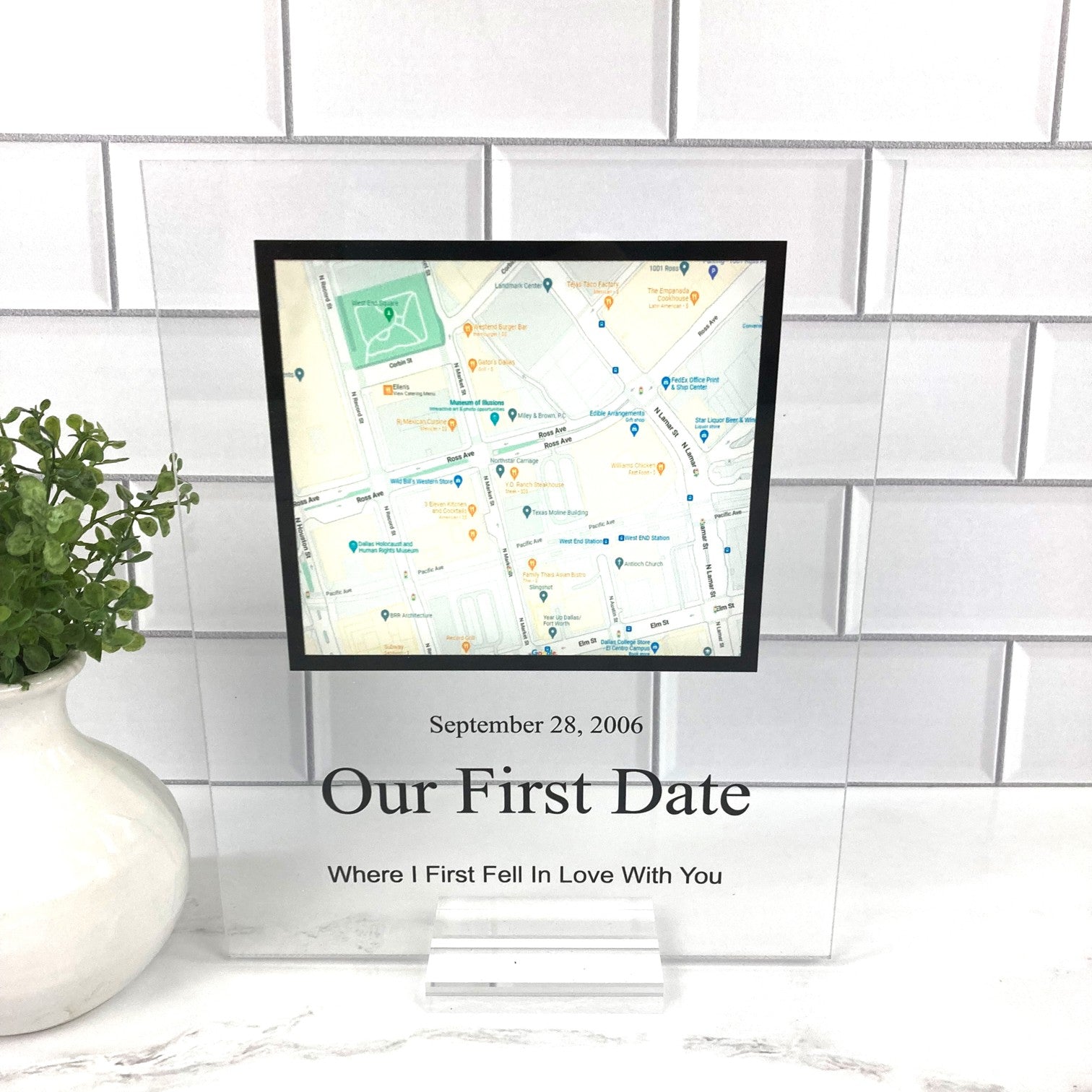 Personalized First Date Map Plaque
